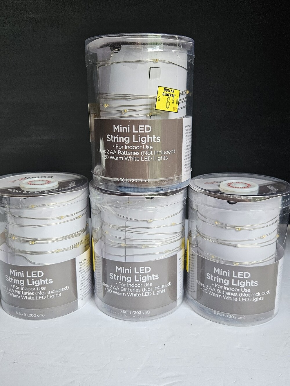Trueliving NWT Mini LED String Lights Warm White 4-Pack Bundle Lot